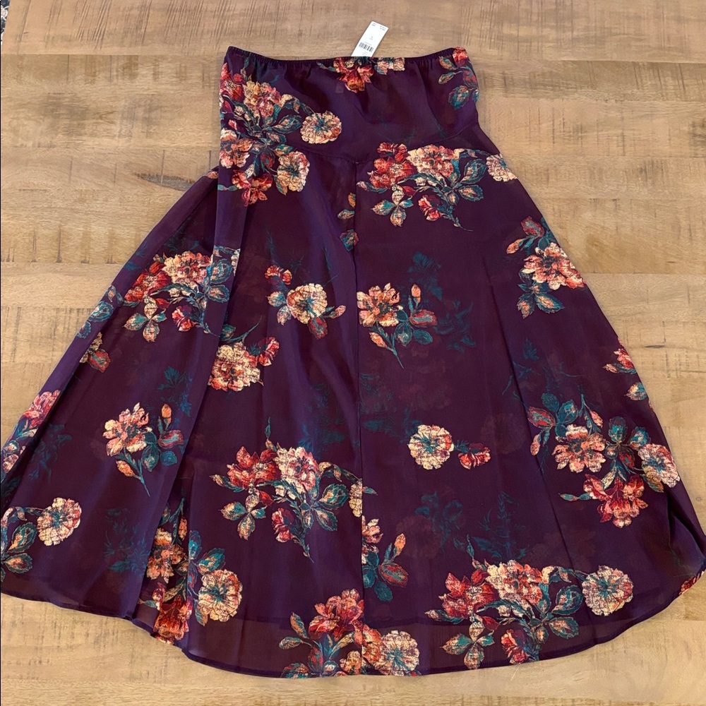 Anthropologie LyreBird Strapless Sheer Chiffon Floral Maxi Dress Small NWT - Picture 4 of 7